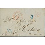 LouisianaIndependent Period1853, April 25. Folded cover from New Orleans to Havana, endorsed "Empire