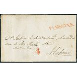 CubaIncoming Mail1845, Jan. 11. Entire letter from Santander (Spain) to Havana, only struck on
