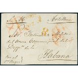 CubaIncoming Mail1850 circa. Double weight cover front from Cádiz to Havana, endorsed "Por el 1er.