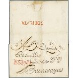 ArgentinaIncoming Mail1767 circa. Folded cover from Spain to Buenos Aires, carried via Cádiz as