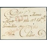 ChileIncoming Mail1810 circa. Cover front from Cádiz (Spain) to the Governor of Chiloé,