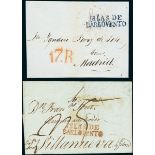 CubaOutgoing Mail1814-38. Two entire letters from Havana to Vilanova i la Geltrú and Madrid (Spain),