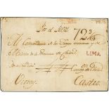 ChileIncoming Mail1795 circa. Front of large wrapper sent as official correspondence with "Por el