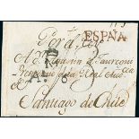 ChileIncoming Mail1780 circa. Cover front from Madrid addressed to Agustín Jáuregui at Santiago as