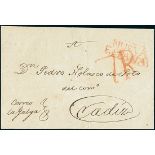 MexicoOutgoing Mail1819, March 31. Entire letter from Veracruz to Cádiz (Spain), bearing fine "
