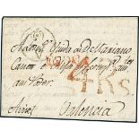 MexicoOutgoing Mail1800, Feb. 19. Entire letter from Veracruz to Valencia (Spain), endorsed "