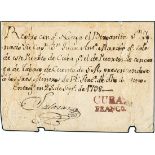 CubaOutgoing Mail1798, Sept. 25. Ship's register envelope of the "San Ygnacio" brigantine sailing