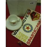 1983/1984 Watford, a pair of gifts given to Jimmy Gilligan from Sparta Prague, from the UEFA Cup gam