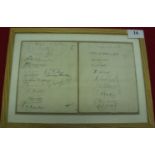 1921 Cricket, Australia v C I Thornton's England XI, an autographed pair of album pages, nicely fram