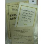 1924 Rugby League, a collection of three items, a booklet, England v Australia, a report of three te