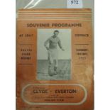 1952/52 Clyde v Everton, a programme from the Friendly game played at Celtic Park Belfast on 14/05/1