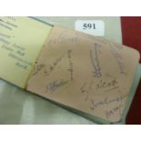 Autograph Book, from the 1950's, as collected by a young boy, including a double album page, headed