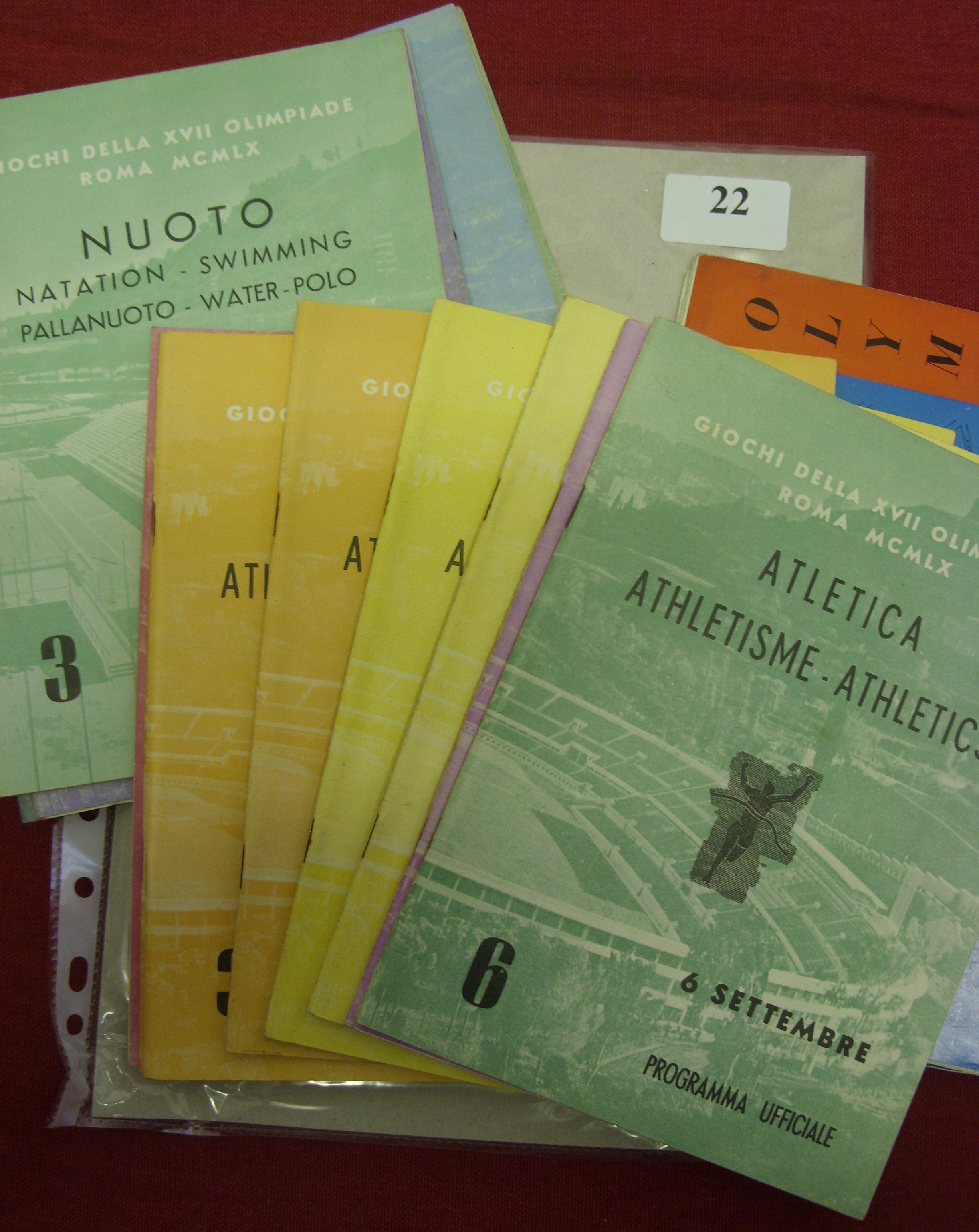 1960 Olympic Games, a collection of 12 Daily programmes covering the Athletics, Daily Schedule, plus