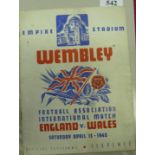 1940 England v Wales, a programme from the game played at Wembley on 13/04/1940, tape repairs to bac