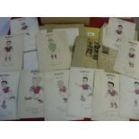 Burnley FC, a superb collection 11 of original colour pen and ink caricature drawings, all drawn and