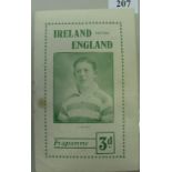 Ireland v England, a programme from the game played at Windsor Park, Belfast on 09/10/1948 (small fo