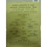 1947/48 Anglo Welsh XI v South Wales XI, a programme from the Amateur International Trial Game playe