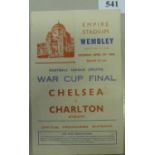 1944 FL South War Cup Final, Chelsea v Charlton, a programme for the game played at Wembley on 15/04