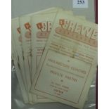 Crewe Alexandra, a collection of 6 home programmes, in various condition, 1953/54 Accrington Stanley