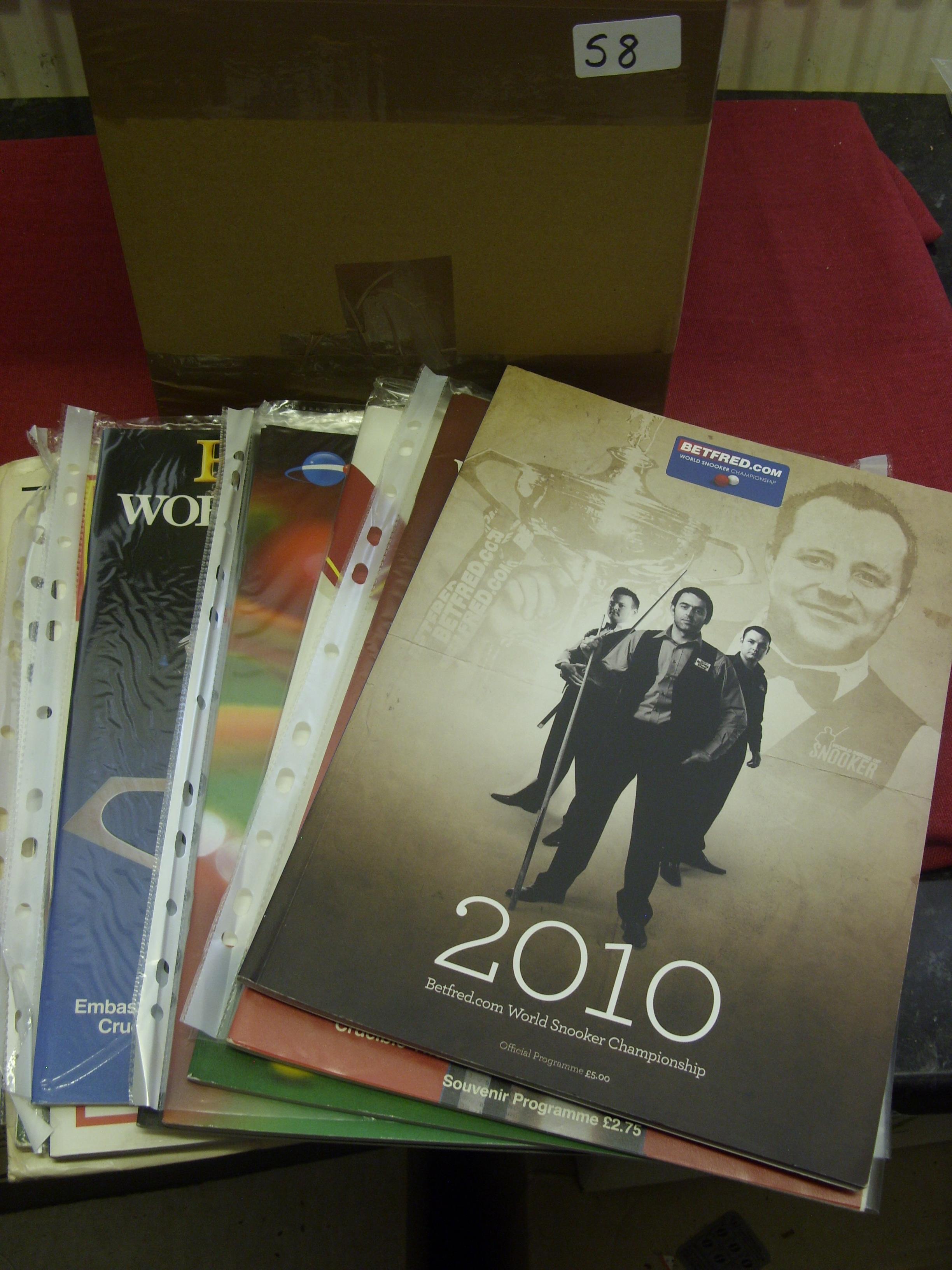 Snooker, a collection of 16 programmes from the Embassy World Professional Championship held at the