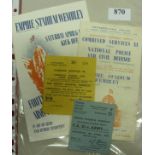 A pair of programmes and tickets for 2 games played at Wembley, Combined Services v National Police