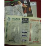 Rugby Union, a pair of autographed programme 1995 Ireland v England, signed in full by both teams, 1