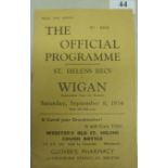 1934/35 Rugby League, St Helen's Recs v Wigan, a programme from the Lancashire Cup game, played on 0