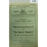 1931/32 Celtic v Dundee, a programme from the game played on 27/02/1932, split spine, fold, worn bac