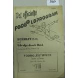 1948 Udvalgt Dansk Hold v Burnley, a football programme from the game played on 20/05/1948, slight t