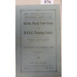 1936/37 RASC Training Centre v 4th Btn Royal Tank Corps, a programme from the Army Football Associat