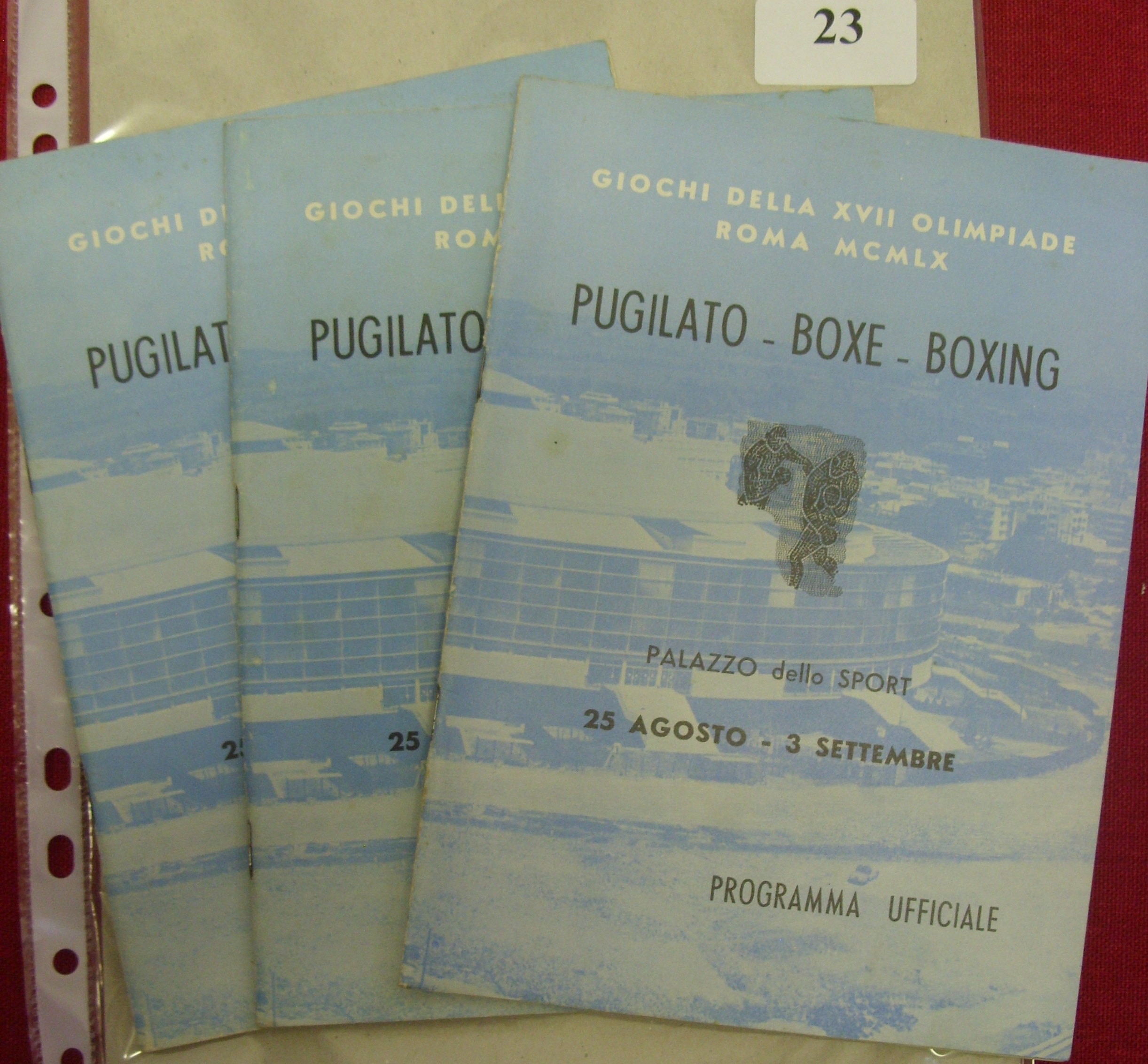 1960 Olympic Games, Boxing, a collection of 3 programmes from the Boxing tournament from 25th August