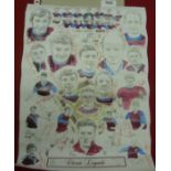 Burnley, an autographed print/poster 'clarets legends' a limited edition 56/200. This print has 23