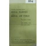 1943/44 Royal Marines v RAF, a programme from the game played at Millbay Park, Plymouth on 10/04/194