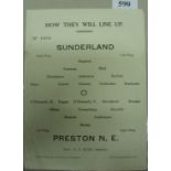 1937 FA Cup Final, Preston v Sunderland, a single sheet pirate programme by P B of London, for a gam