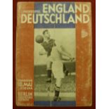 1930 Germany v England, a programme from the game played in Berlin on 10/05/1930, folded, profession