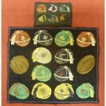 Rugby Caps, 1920, a unique collection, possibly of promotional material, showing 14 caps, one velvet