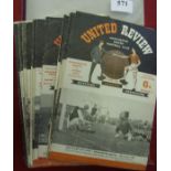 Manchester Utd, a collection of 65 home football programmes, in various condition from 1957/58 onwar