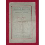 1905 England v Ireland, a rare programme from the game played at Middlesbrough on 25/02/1905, folded