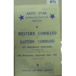 1945/46 Eastern Command v Western Command, a programme from the game played at Wolverhampton on 26/0