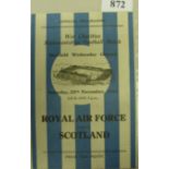 1944/45 Royal Air Force v Scotland, a programme from the game played at Sheffield Wednesday on 25/11