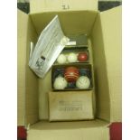 Billiards/Snooker, a collection of various items, a collection of 2 sets of Billiard Balls, includin