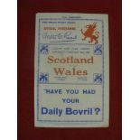 1935 Rugby Union, Wales v Scotland, a programme for the game played at Cardiff on 02/02/1935,