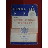 1937 Rugby League Cup Final, Widnes v Keighley, a programme from the game played at Wembley on 08/