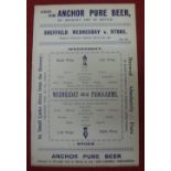 1900/1901 Sheffield Wednesday v Stoke, an ex bound volume football programme from the game played on