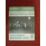 1954/55 Hibernian v Manchester Utd, a programme from the Friendly game played on 15/11/1954, folded
