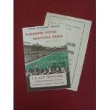 1951/52 FA Cup Semi-Finals, Blackburn Rovers v Newcastle Utd, a pair of programmes from the 1st game