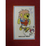 World Cup Willie, original postcard signed by Alan Ball