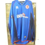 2005/2006 Middlesbrough, a blue players away shirt, as worn by Hasselbank, Number 9 on reverse, with