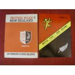 1971 Rugby Union, New Zealand v British Lions, a pair of programmes from Test Matches, 26/06/1971 In