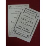 England, a pair of programmes from home games played at Everton, 1947 England v Northern Ireland,